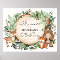 Woodland Forest Animals Wild One Birthday Welcome