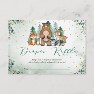 Woodland forest animals winter Diaper Raffle Enclosure Card
