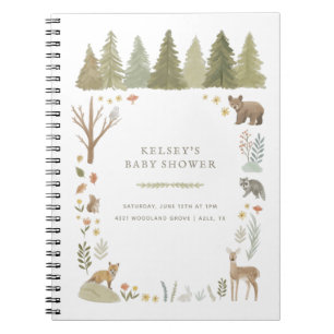 Woodland Forest Animaux Baby shower Livre d'invité