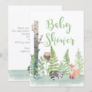 Woodland Forest Baby Animals Baby Shower Invites