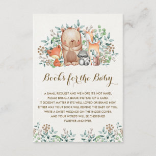 Woodland Forest Baby Animals Bring a Book Enclosure Card