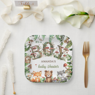 Woodland Forest  Baby Boy Shower  Paper Plate