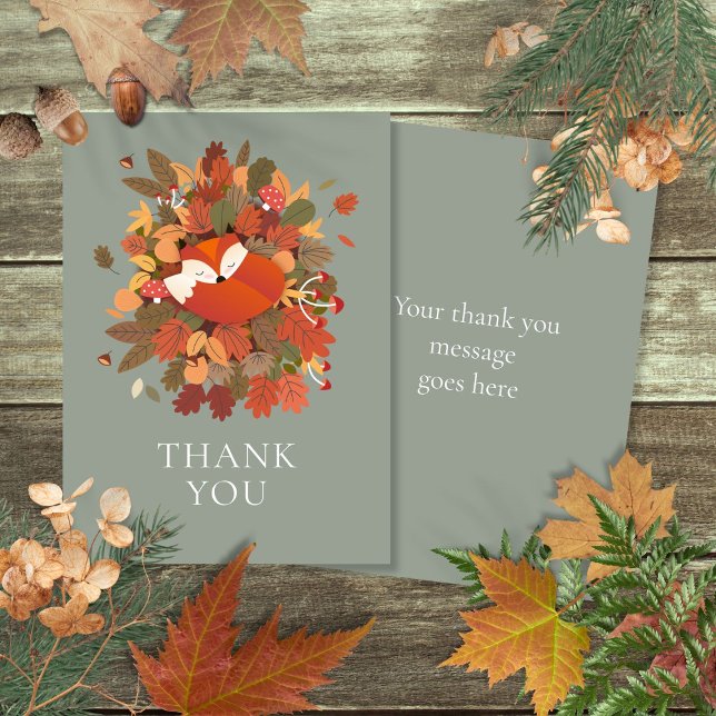 Woodland Forest Baby Fox Cub Rustic Boho Thank You Card (Woodland Forest Baby Fox Cub Rustic Boho Thank You Card)