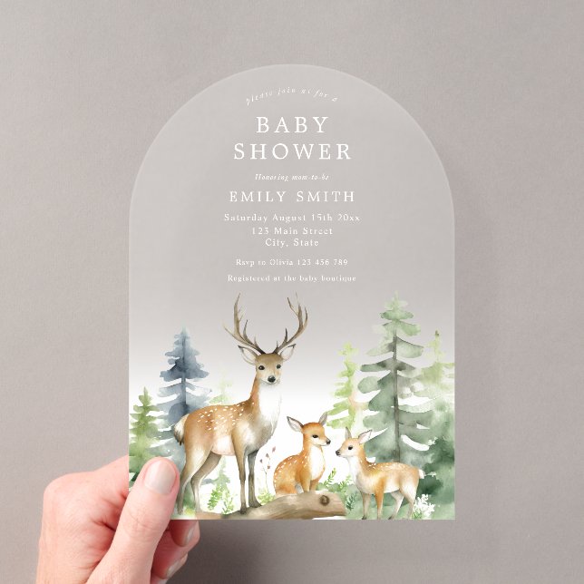 Woodland Forest Baby Shower Acrylic Invitations (Insitu (Handheld))