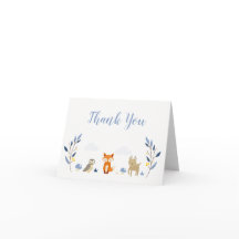Woodland Forest Baby shower Merci Cartes de notes