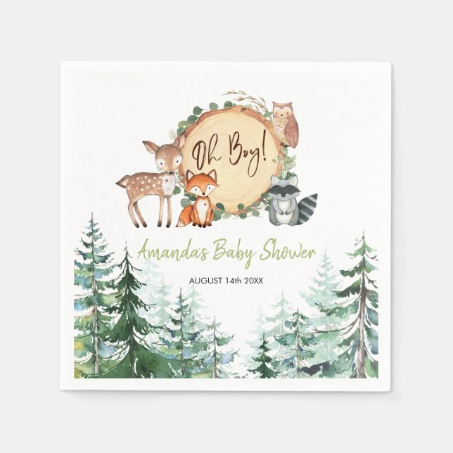 Woodland Forest Baby Shower Paper Napkin (Front)