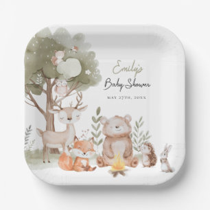 Woodland Forest Baby Shower Paper Plate