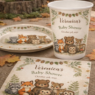 Woodland Forest Baby Shower Paper Plate