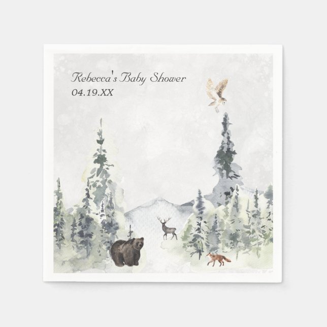 Woodland Forest Baby Shower Personalized Napkin (Front)