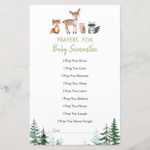 Woodland Forest Baby Shower Prayers for Baby Game