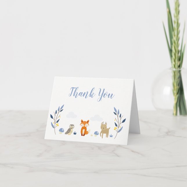 Woodland Forest Baby Shower Thank You Note Cards (Front)