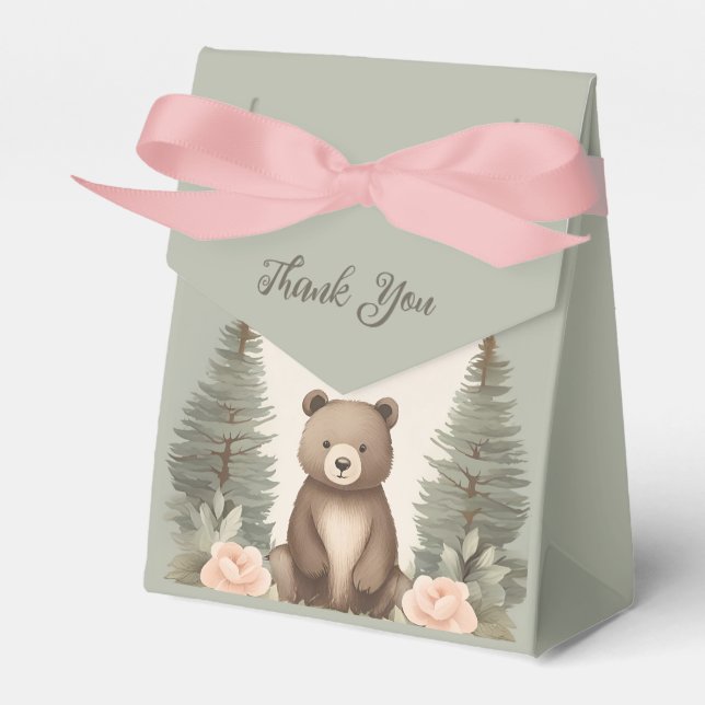 Woodland Forest Bear Favor Box (Front Side)