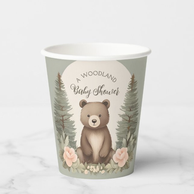 Woodland Forest Bear Paper Cups (Front)