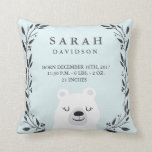 Woodland Forest Birth Stats- Bear Nursery Pillow<br><div class="desc">An adorable throw pillow for a nursery which can be personalized with a baby's birth details. A wide array of other baby pillows and products are available at my store.</div>