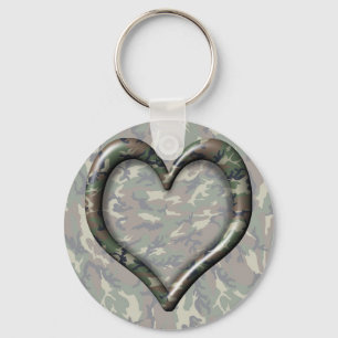 Woodland Forest Camouflage Heart Keychain