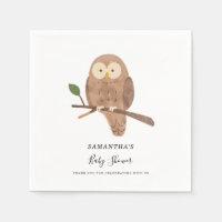Woodland Forest Creatures Owl Baby Shower Paper