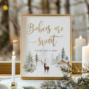 Woodland forest deer Babies are sweet Poster