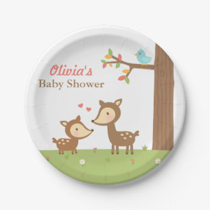 Woodland Forest Deer Baby Shower Party Supplies Paper Plate