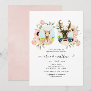 Woodland Forest Deer Boho Funny Engagement Party Invitation