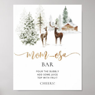 Woodland forest deer cosy mom-osa bar Poster