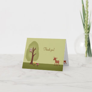 WOODLAND Forest  Deer Folded Thank you note Card