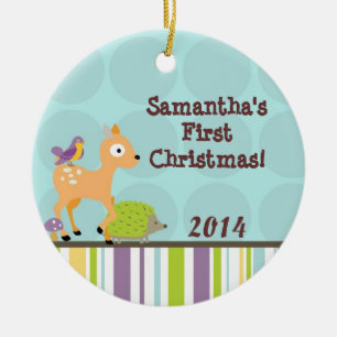 Woodland Forest Deer Personalized Name Ornament