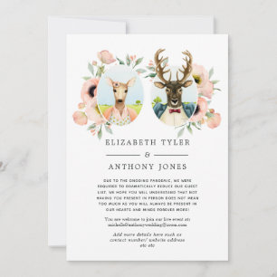 Woodland Forest Deer Wedding Reduced Guest List Announcement