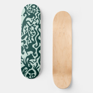 Woodland Forest Fox & Mushrooms Seamless Pattern Skateboard