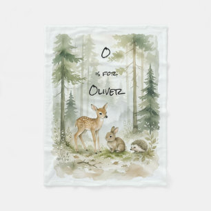 Woodland Forest Friends Customizable Fleece Blanket