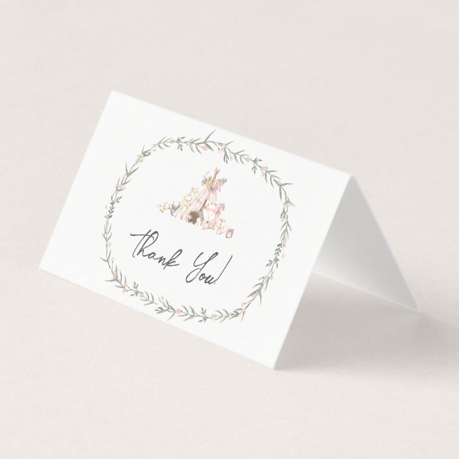 Woodland Forest Friends Folded Thank you Card (Front)