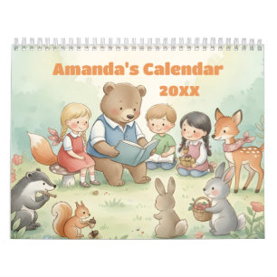 Woodland Forest Friends Personalized Kids 2027 Calendar
