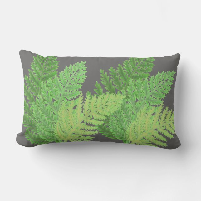 Woodland forest green ferns forest ferns lumbar pillow (Front)