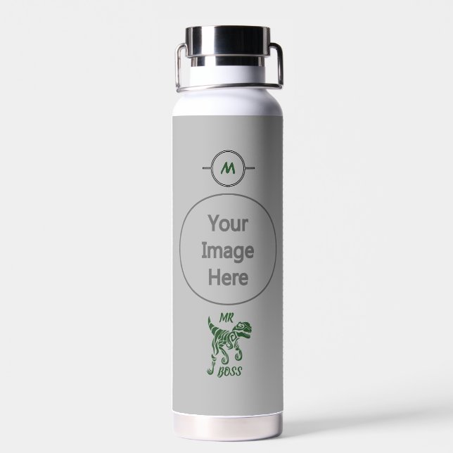 Woodland Forest Green Raptor  Water Bottle (Back)