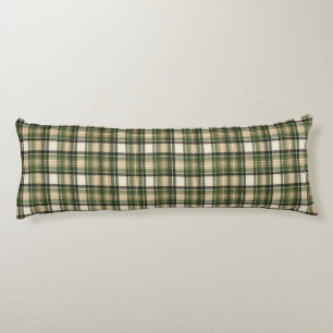 Woodland Forest Green Tartan Plaid Body Pillow