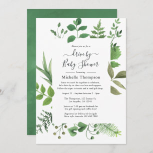 Woodland Forest Greenery Drive By Shower Invitation