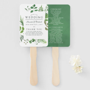 Woodland Forest Greenery Wedding Program Hand Fan