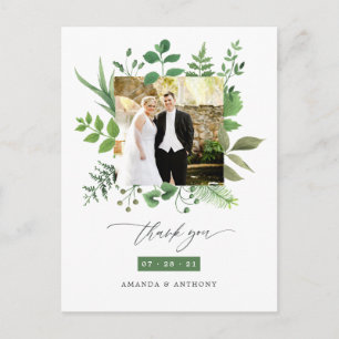 Woodland Forest Greenery Wedding Thank You Postcard