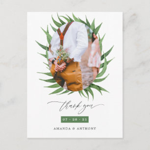 Woodland Forest Greenery Wedding Thank You Postcard