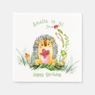 Woodland Forest Hedgehog Cute Birthday Napkin