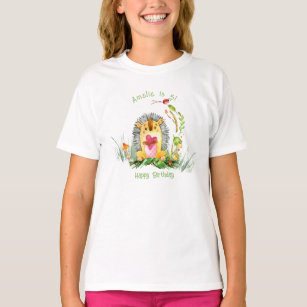 Woodland Forest Hedgehog Cute Birthday  T-Shirt
