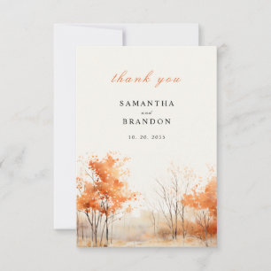 Woodland. Forest in fall colours wedding Thank You