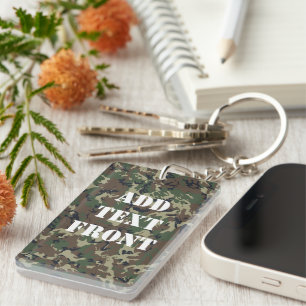 Woodland forest Military Camouflage Keychain