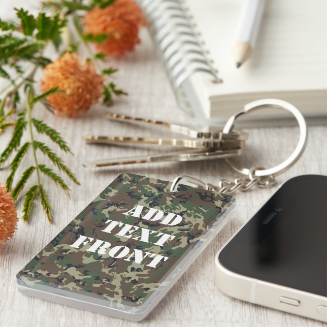 Woodland forest Military Camouflage Keychain (Front Right)