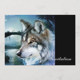 woodland forest moonlight full moon wolf invitation