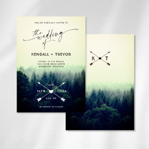 Woodland Forest Mountains Trees Wedding Invitation