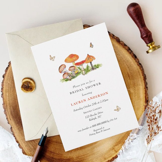 Woodland forest Mushroom Bridal  Invitation (Creator Uploaded)