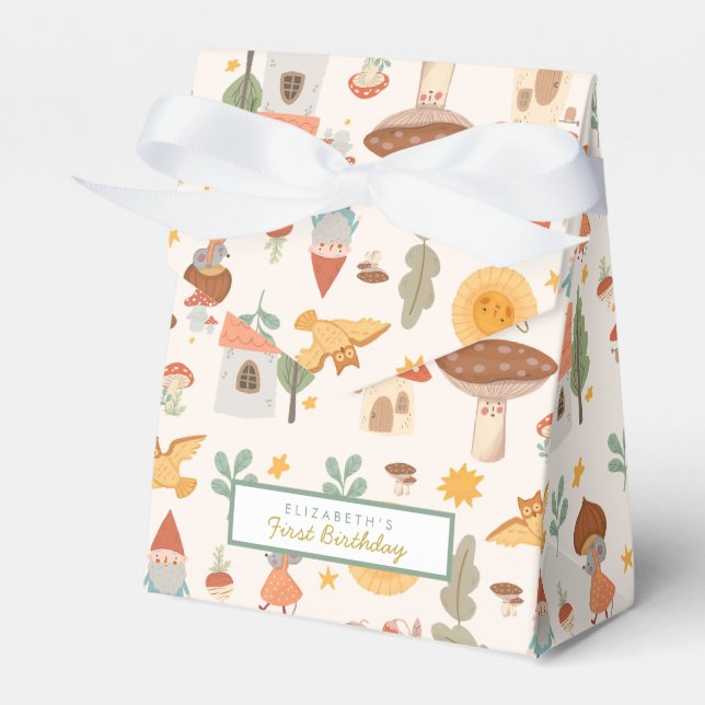 Woodland forest Mushroom Favor Box (Front Side)