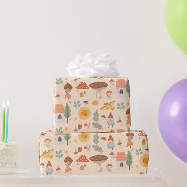 Woodland forest mushroom wrapping paper (Party Gifts)