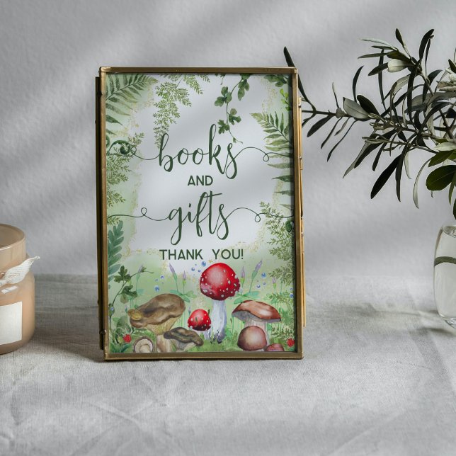 Woodland Forest Mushrooms Ferns Script Books Gifts Poster (Creator Uploaded)