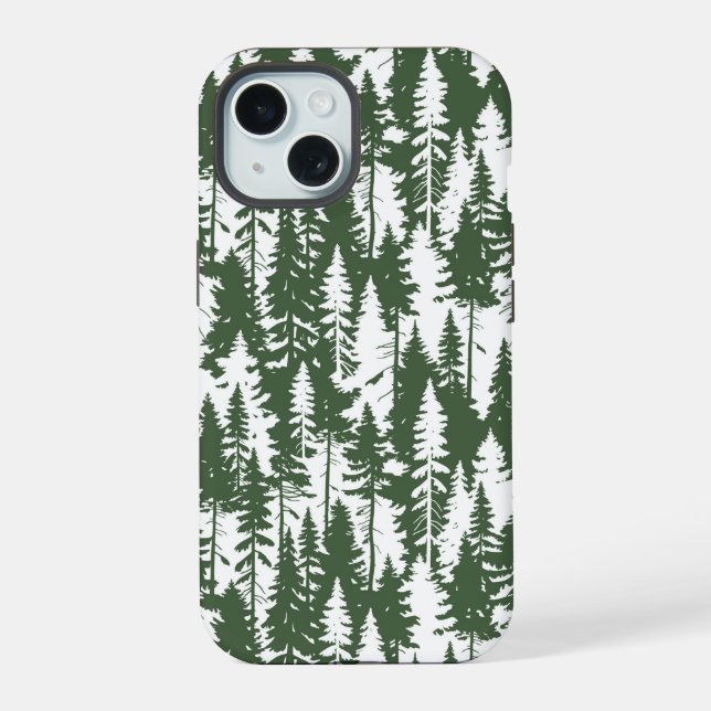 Woodland Forest Pattern iPhone 15 Case (Back)